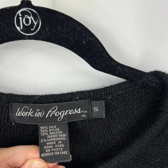 Vtg Work In Progress Knit Tunic Sweater 90's Sequins Leaves Silk Angora Small - Picture 8 of 11